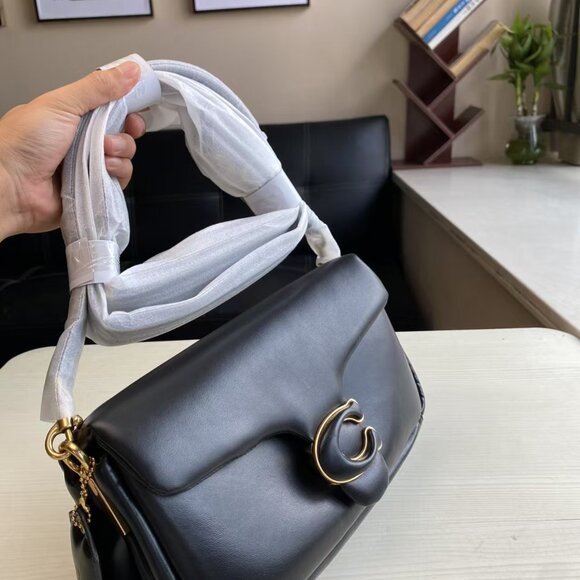 Coach Handbags - Coach Black Leather Handbag with Gold Accents